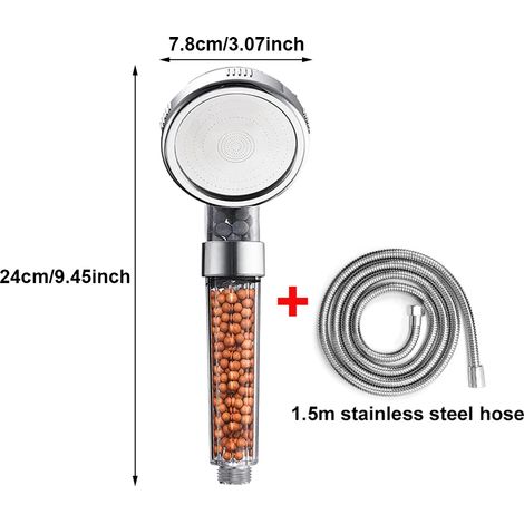(Grand flexible) Pommeau de douche anticalcaire filtrant en ABS haute pression, économe en eau, avec billes filtrantes pour salle de bain (1/5)