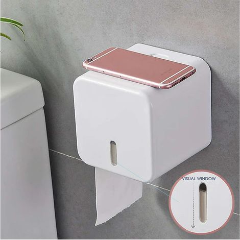 Support mural distributeur papier toilette 1 pièce, porte-rouleau WC imperméable et anti-poussière (1/5)