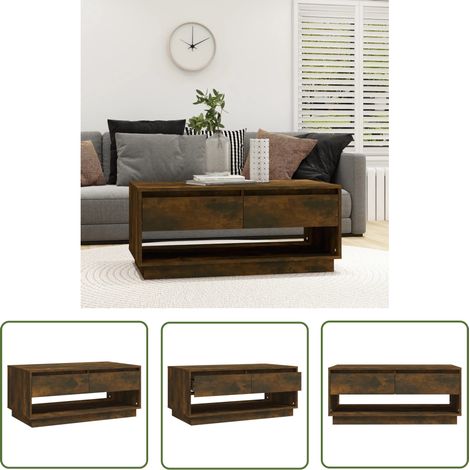 The Living Store Couchtisch Räuchereiche 102,5x55x44 cm Holzwerkstoff - Couchtisch - Wohnzimmertisch - Holzmöbel - Sideboard - Beistelltisch (1/5)