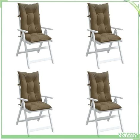 4002371 Coussins de chaise à dossier haut lot de 4 taupe mélangé tissu (1/5)