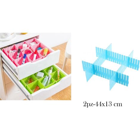 Set da 2 divisori 44x13 cm per cassetti separatori in plastica regolabili 003 (1/5)