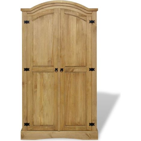 Armoire 2 portes pin massif ciré naturel Mexica (1/5)