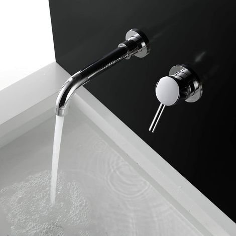 Mitigeur Robinet Mural de Lavabo pour Salle de Bains, Chromé Poli