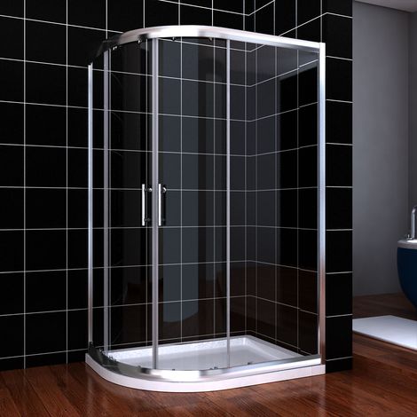 ELEGANT 1200 x 800 mm Left Quadrant Shower Enclosure 6mm Sliding Glass Cubicle Door with Tray + Waste (1/5)