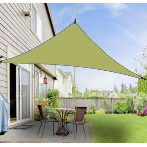 Vert - 4 x 4 x 4M Auvent Triangulaire Voile Pare-Soleil pour l\'Extérieur - Voile Toile d\'Ombrage pour Extérieur, Auvent Simple (1/4)