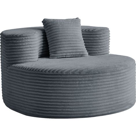 Lounge Sitzsack aus Kordstoff Dunkelgrau 112 x 105 x 59 cm mit Kissen (1/5)