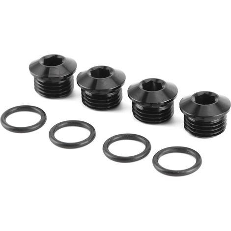 Tapón de puerto AN6 ORB con cabeza hexagonal y kit de juntas tóricas - Aluminio anodizado negro