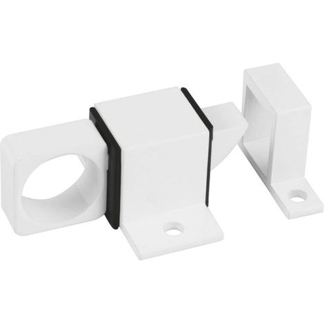 Verrou en applique pour fenêtres 960, loqueteau à douille avec gâche pour fermeture horizontale ou verticale, en aluminium finition en blanc, 22 x 40 mm, tire-fonds inclus (1/5)
