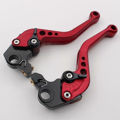 Convient aux motos Ducati 796MONSTER Pièces modifiées Poignée de frein, d'embrayage et de klaxon en alliage d'aluminium (tige courte rouge) (1/5)
