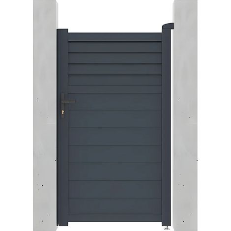 Portillon battant aluminium persienné L103 x H180 cm anthracite - VIAZO (1/4)