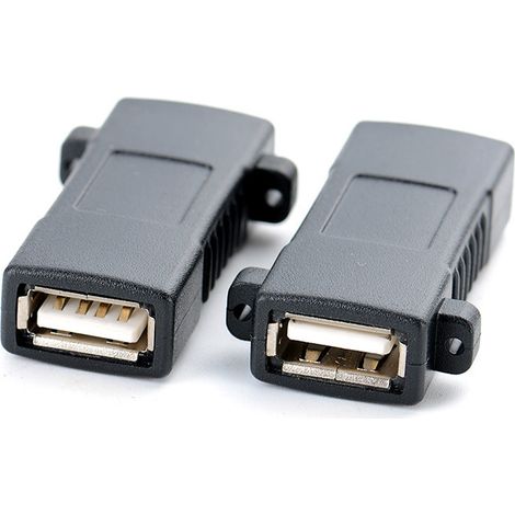 Female-to-female USB extension cable, female USB 2.0A port to female A port, dual female USB 2.0 adapter with locking tabs. (1/4)