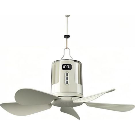Plafonnier ventilateur vert – 40 cm – Rechargeable – Portable – Extérieur – Gazebo/patio/tente – Camping (1/5)