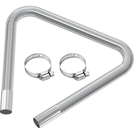 Tuyau d'échappement, en acier inoxydable, avec 2 colliers de serrage en acier inoxydable, longueur 100 cm, diamètre du trou 25 mm (1/5)