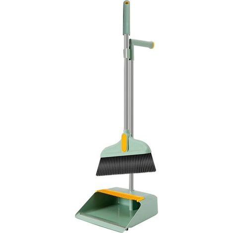 TrAdE Shop Traesio - Set Combinato Di Scopa + Paletta Con Denti 2 In 1 Con Manici In Acciaio Per Pulizia Casa - (1/5)