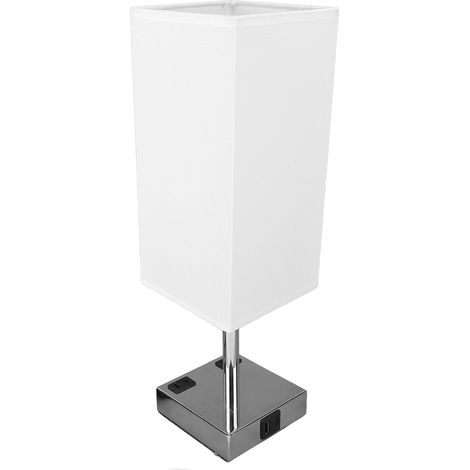 Lampe de chevet USB tactile avec ampoule LED, abat-jour en lin et ports de chargement USB-C, idéale pour la chambre, la table de nuit ou le bureau. (1/5)