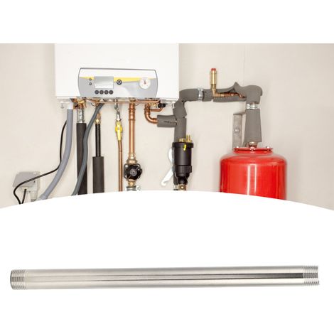 Raccord de tuyau fileté en acier inoxydable pour plomberie, gaz, tige d'extension filetée mâle G1/2 de 30 cm (1/5)