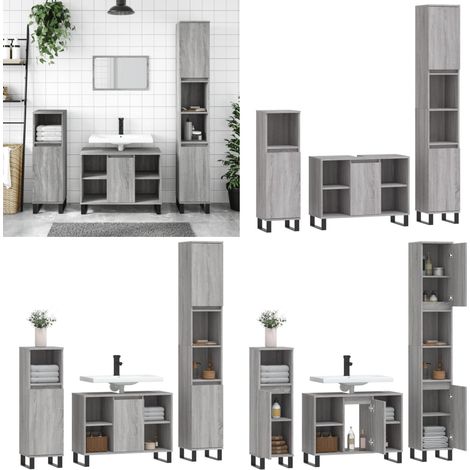 Ensemble de meubles de salle de bain 3 pcs Sonoma gris - ensemble de meubles de salle de bain - ensembles de meubles de salle de bain - Home & Living (1/5)
