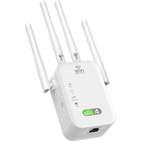 Répéteur WiFi Puissant 300Mbps Amplificateur WiFi Puissant 2.4GHz WiFi Booster Prise en Charge de 35 Appareils, WiFi Extender avec Port Ethernet, Compatible avec Tous Les Routeurs, I(GD) 8 (1/4)