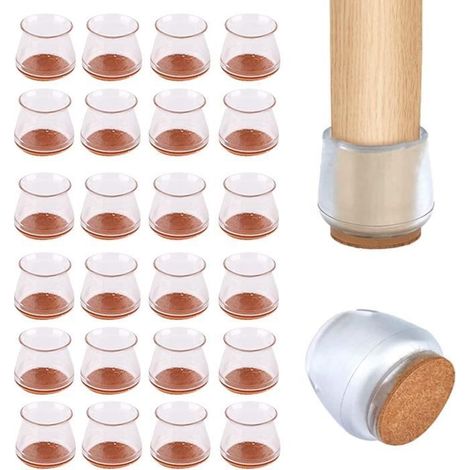 Protection Pied de Chaise - ZGEER - Lot de 24 - Silicone Transparent - Réutilisable - 18-30mm (1/4)