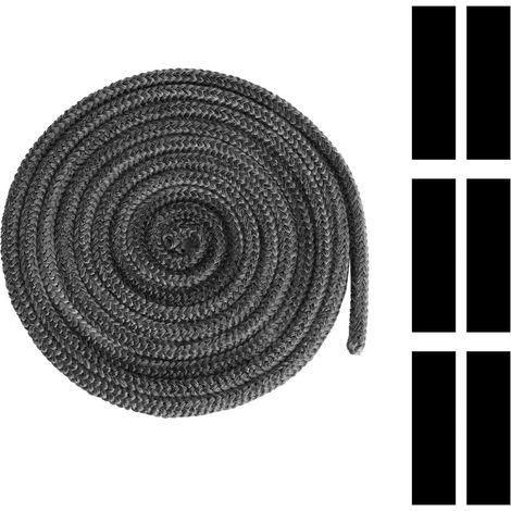 Cordon d'étanchéité pour cheminée, diamètre : 8 mm x 3 m, pour poêle à cheminée, en fibre de verre ignifuge, pour cheminée, fumoir, barbecue, porte de four, trappe d'inspection, isolation des tuyaux (1/5)