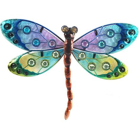 Libellule de décoration murale 17 x 25 cm - modèle Multicolore (1/2)