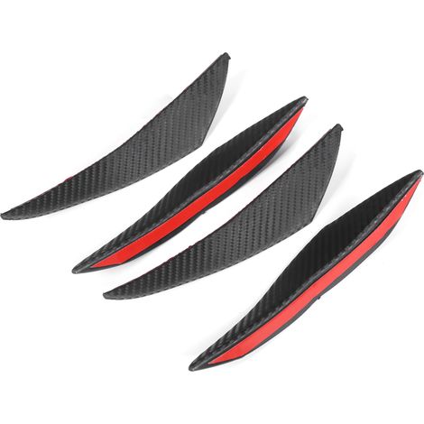 Ensemble de 4 ailettes universelles en caoutchouc coloré imitation fibre de carbone pour spoilers de pare-chocs avant de voiture, utilisées pour la garniture automobile. (1/5)