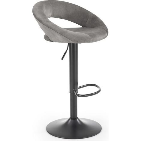 Tabouret de bar contemporain en velours gris avec structure en métal noir BEDIVERE (1/5)