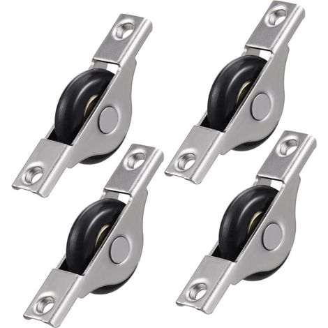 4-teiliges Rollen-Ersatzset für Schiebetüren, Nylon-Schranktürrollen, schwarze Kunststoff-Stahlrollenlager, 30 mm für Schrank- und Kleiderschrankschienen