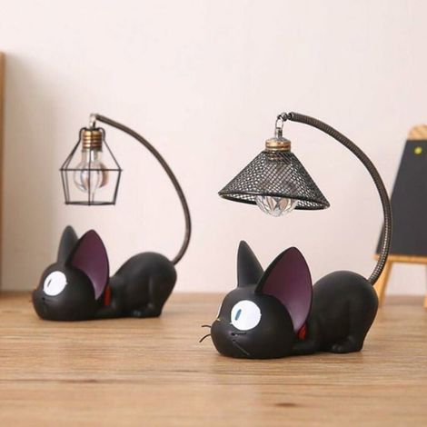 Résine Motif chat lampe Creative lumière de nuit Table de chevet Lampes pour lire (fil de fer Abat-jour) (1/4)