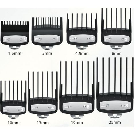 Peignes pour tondeuse à cheveux Wahl, peigne à clip en métal, 8 longueurs de coupe (1/5)