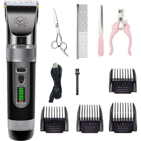 Rasoir électrique pour animaux de compagnie affichage batterie chat et chien ensemble de tondeuse à cheveux sans fil (1/5)