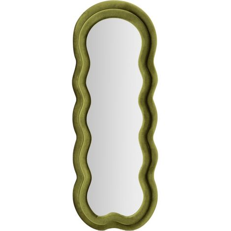 Specchio da parete Miki XL con cornice in velluto verde