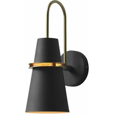 Moderne Wandleuchte mit farbenfrohem Horn-Design im nordischen Stil - Elegante Industrie-Metalllampe mit E27-Fassung für Esszimmer, Flur, Schlafzimmer, Wohnzimmer (Schwarz, 14x20x37cm) (1/5)
