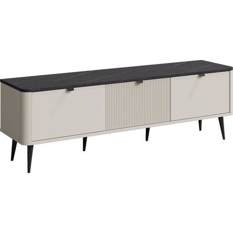 Meuble TV Lufela 112, Cachemire + Marbre gris, Le nombre de portes: 0, Nombre de tiroirs: 0, 160x52x40cm
