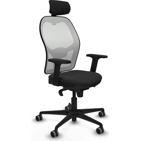 Jorquera sincro malla blanca similpiel negro brazos 2D base nailon cabecero 2D ruedas 65mm engomada (1/5)