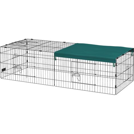 Gabbia per Conigli da Esterno 185x75x50 cm in Acciaio e Tessuto Oxford Verde (1/5)