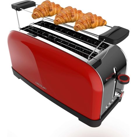 Grille-pain 4 tranches Rouge 1500W Inox (1/2)