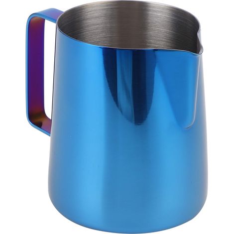 Pichet artistique pour café LATTE, tasse à mousse en acier inoxydable, LISSE, poignée ergonomique pour la maison, café, RESTAURANT, hôtel (350ML Bleu Titane-304) (1/5)