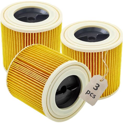 Lot de 3 filtres à cartouche KFI 3310 pour Kärcher WD 2 Plus, WD 2, WD3, WD3s, KWD 1-3, SE4001, SE4002 aspirateur eau et poussière, Numéro d'article: 2.863-303.0 (1/5)
