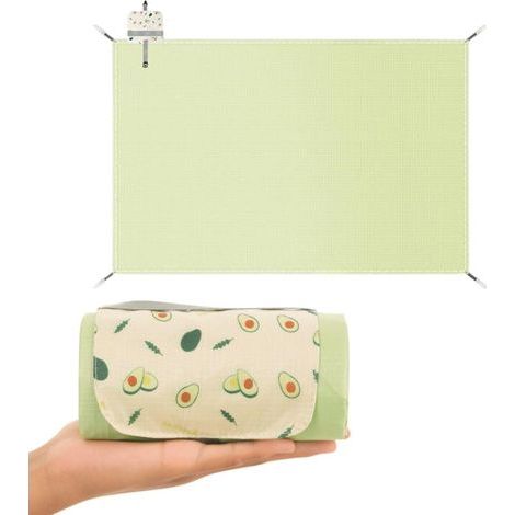 Couverture e Pique Nique Petite 150x100 cm imperméable Double Face Légère Mini Couverture de Plage pour Camping Voyage Vert Avocat (1/5)