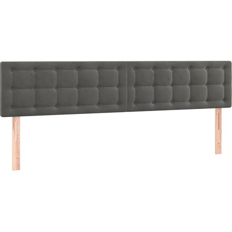 Cabecero complemento de dormitorio mueble tapizado 2 piezas 100 x 5 x 78/88 cm tejido terciopelo gris oscuro TDL0206375 (1/5)