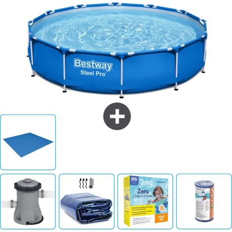 Piscine Bestway Ronde Steel Pro - 366 x 76 cm - Bleue - Comprend des Accessoires CB16 (1/5)