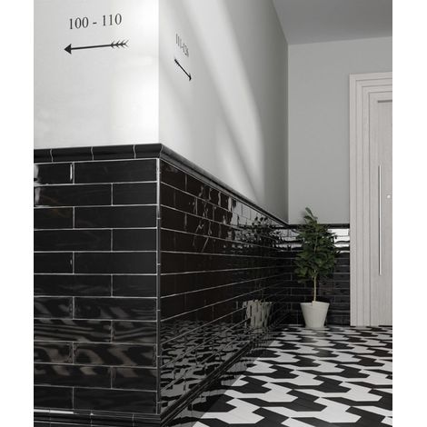 Faïence effet artisanal MASIA 30x7.5 cm Negro - brillant - - boîte de m2