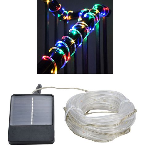50 LED-Solar-Lichterkette, wasserdicht, 7 m lang, mit farbigen Röhren, ideal zur Dekoration einer Terrasse, einer Hochzeit oder einer Party. (1/5)