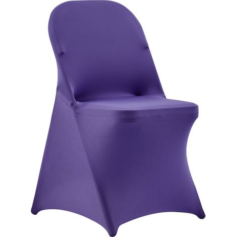 Housse de chaise violette, lot de 50, en polyester et spandex, extensible, pour mariage, fête, banquet, salle à manger, dimension jusqu'à 45 x 46 x 77 cm. (1/5)