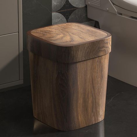 Poubelle rectangulaire Eco-Chic avec couvercle, 23 x 30 cm, anti-poussière, idéale pour la chambre, la cuisine et le salon. Fabriquée en polypropylène durable et facile à nettoyer. (1/3)