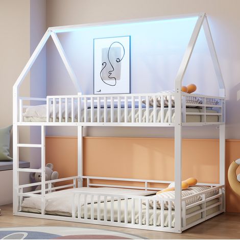 MEUBLIV Letto a soppalco 140x200 cm bianco – con LED e sponde, senza materasso (1/5)