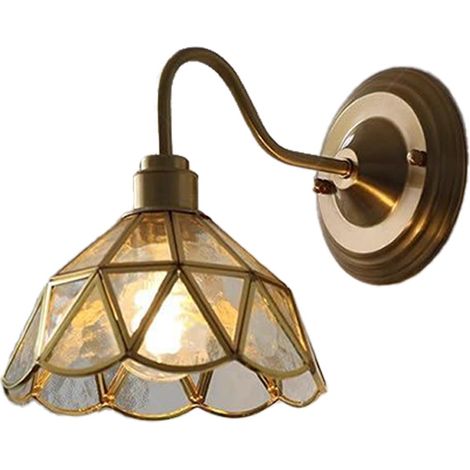 Applique murale vintage en verre, Lampe murale avec douille E27 – Facile à installer – Idéale pour chevet, chambre, couloir, passage,ampoule non comprise (1/4)