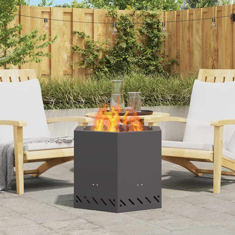Rauchfreier Feuerkorb Schwarz 58 x 58 x 51 cm Stahl