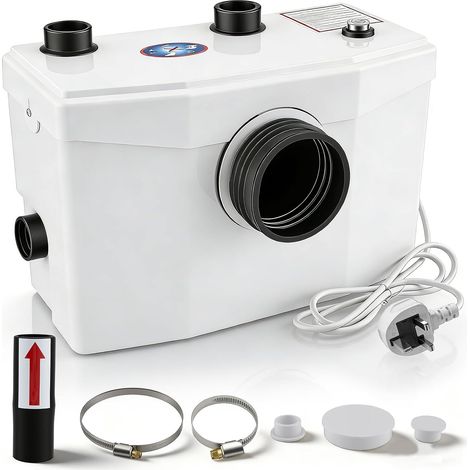 Broyeur Sanitaire 600W, Pompe de Relevage Eaux Usées3 Entrées 1 Sortie, Débit 240 L/min, Hauteur 8m, Moteur Cuivre, pour WC, Douche, Évier, Buanderie, Sous-Sol (1/5)